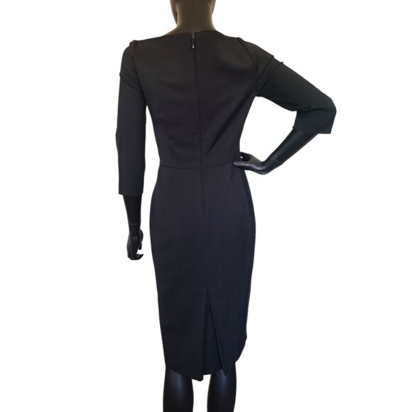 DSQUARED2 Little Black Sheath Dress Wool Blend 3/4 Sleeve Size 42 US 6 - Picture 4 of 9